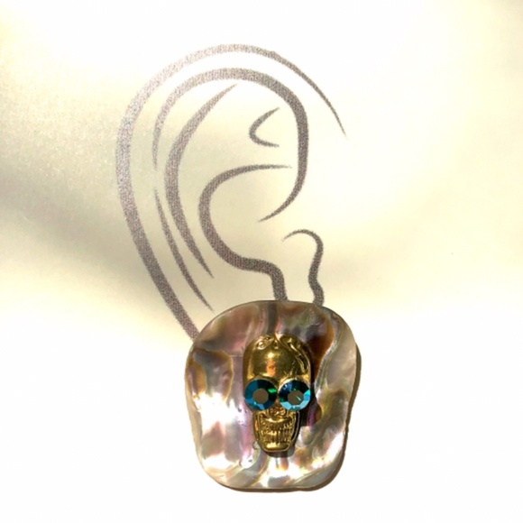 Scull, Abalone & Swarovski Chrystal Earrings (One of a Kind) - Picture 10 of 10